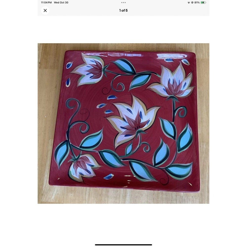 Southern Living At Home Gail Pittman Floral Square Serving Platter 13”x13”